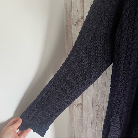 Saol Aran Irish Knit Cardigan Wool Blend Coatigan Fisherman Navy XL - Picture 10 of 11